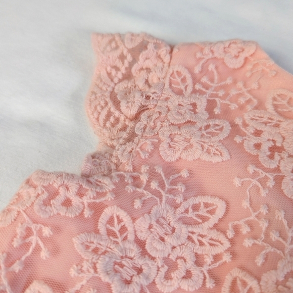 4/$15 18-24M George Sparkle and Lace Tulle Dress Shirt Sleeve Wedding Peach Pink - Picture 2 of 7